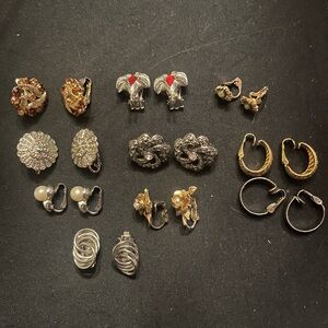 Vintage Lot of Dainty Clip on Earrings Gold and Silver Tone
